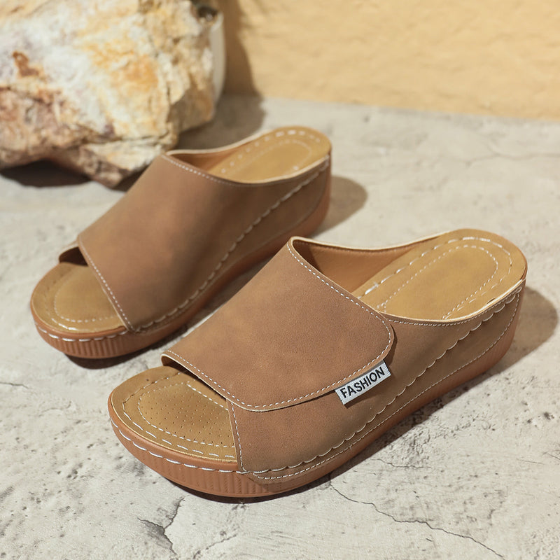 DYNA - Mules Compensées en Cuir Respirant