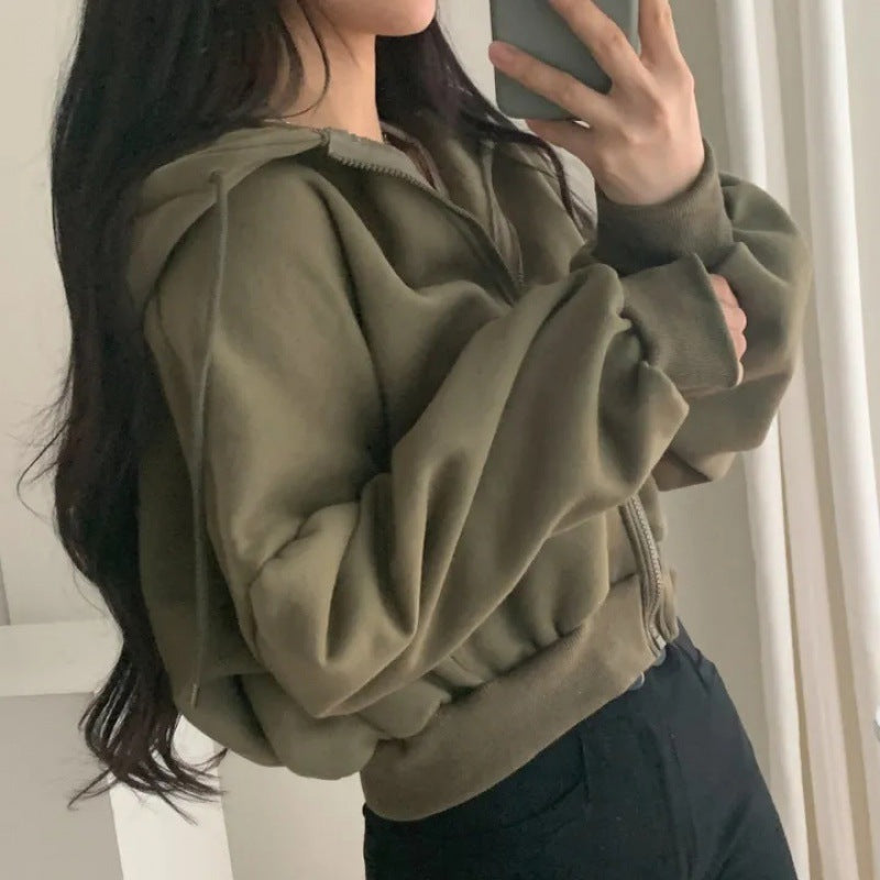 Cardigan Velours Épais Capuche Femme