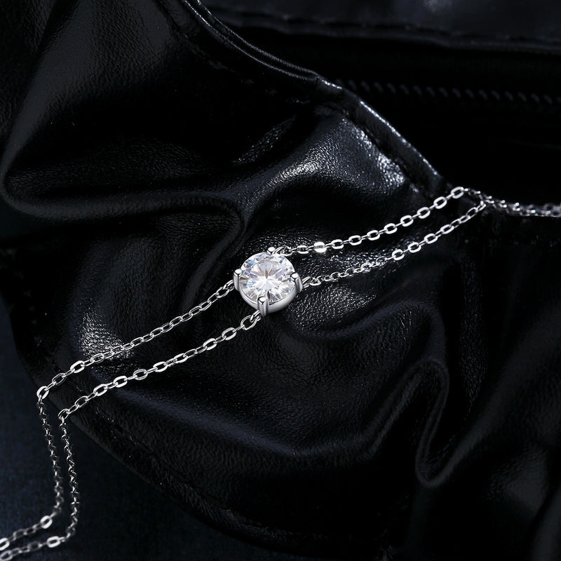 Bracelet double couche moissanite argent