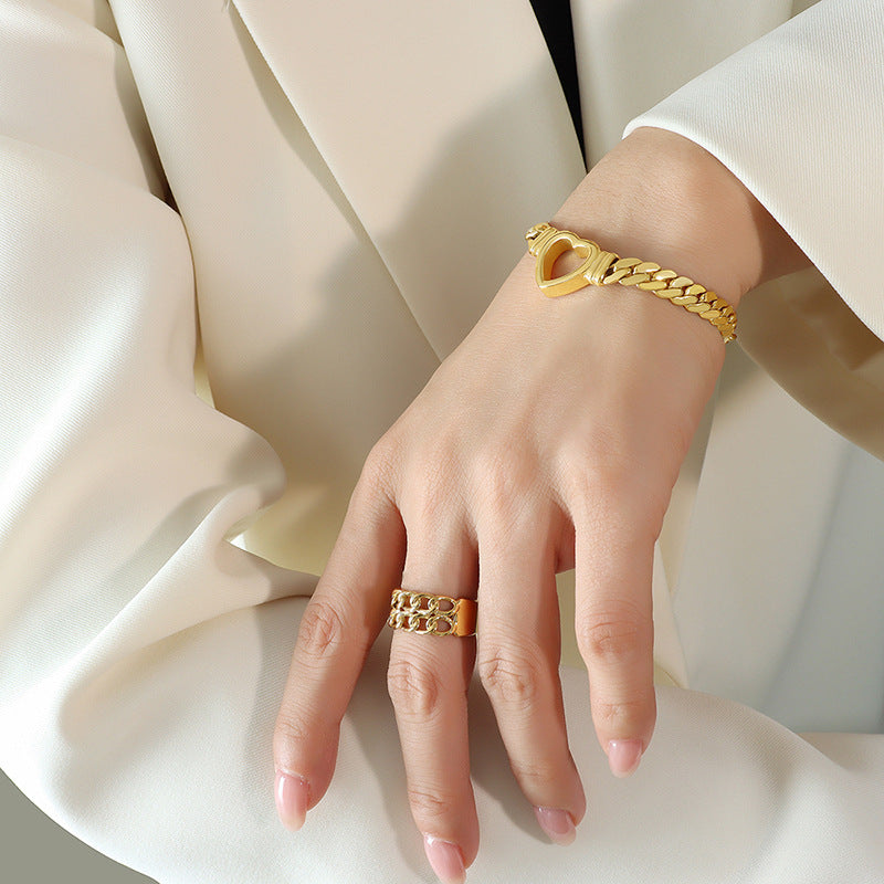 Bracelet titane plaqué or hip-hop