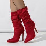 Bottes Mi-hautes Pointues Froncées
