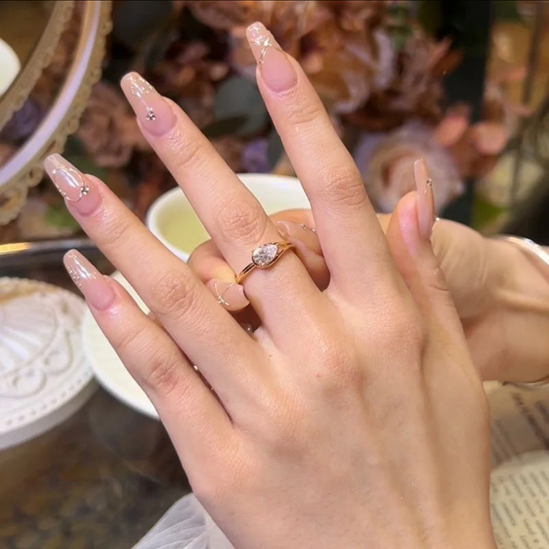 Bague ouverte rétro zircon brossé