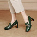 Chaussures Vertes Vernies Talon Épais