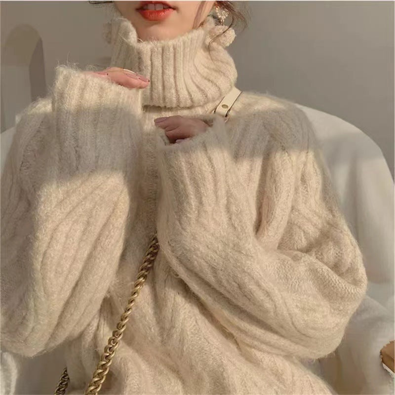 Pull Col Roulé Torsadé Épais - Style Rétro