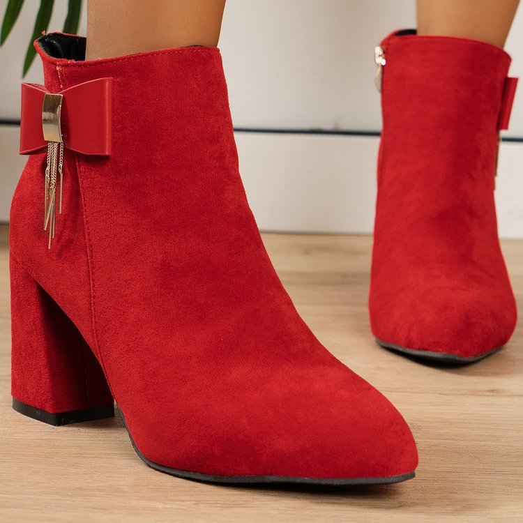 Nouvelles bottes festives à talon épais à fermeture éclair latérale