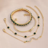 Ensemble de 4 Bracelets Élastiques Émeraude Élégants