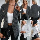 Manteau croisé à carreaux slim femme