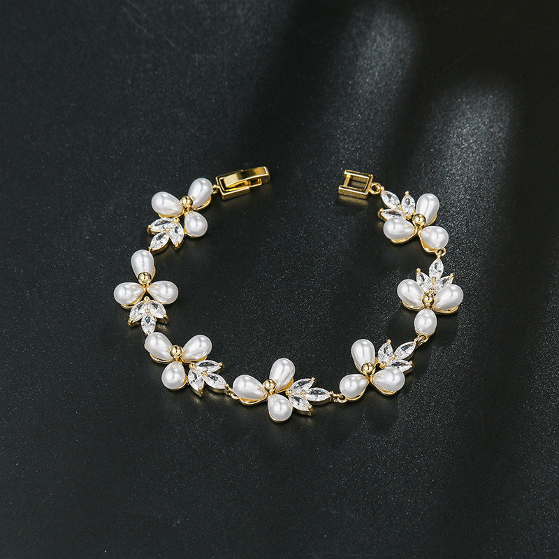 Bracelet perles femme or