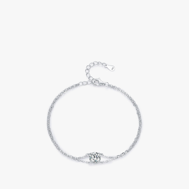 Bracelet double couche moissanite argent