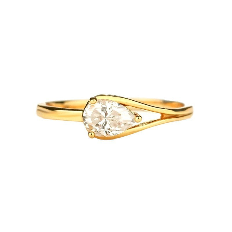 Bague ouverte rétro zircon brossé