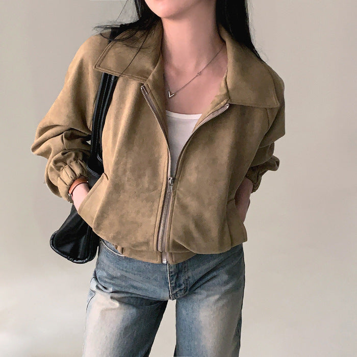 Veste courte vintage en suédine