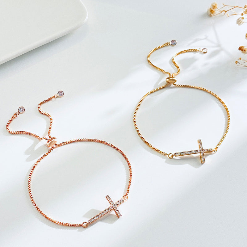 Women's Diamond Pull-out Cross Bracelet