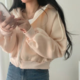 Cardigan Velours Épais Capuche Femme
