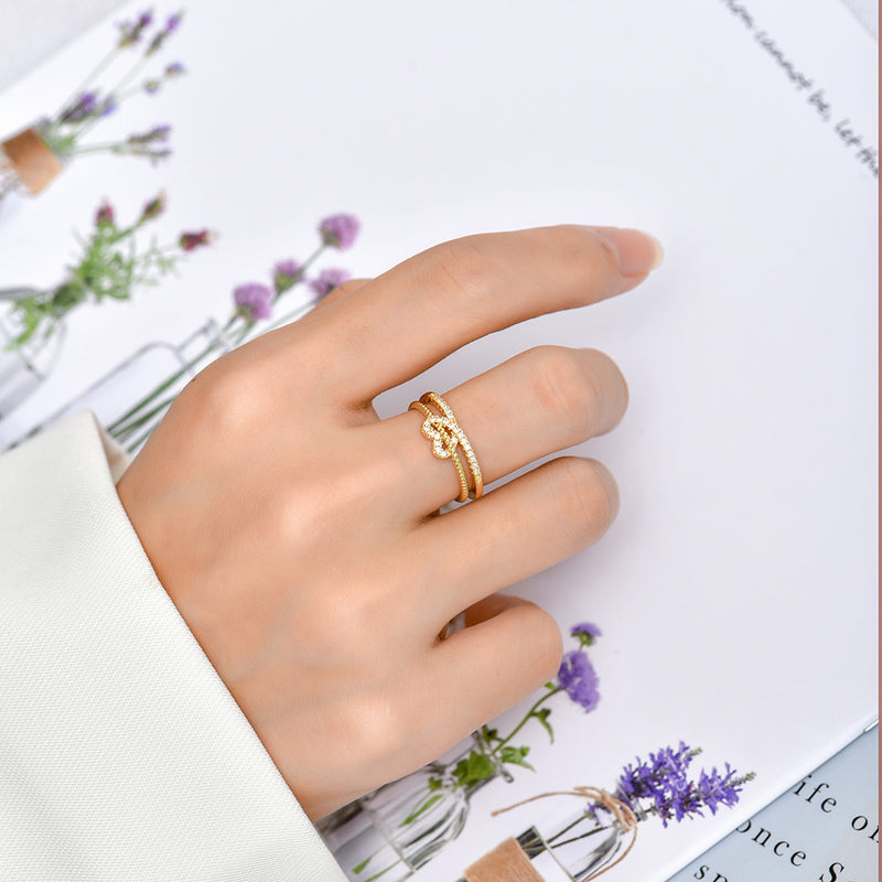 Bague cœur zircon plaqué or