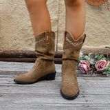Bottes Western Vintage à Broderie pour Femme