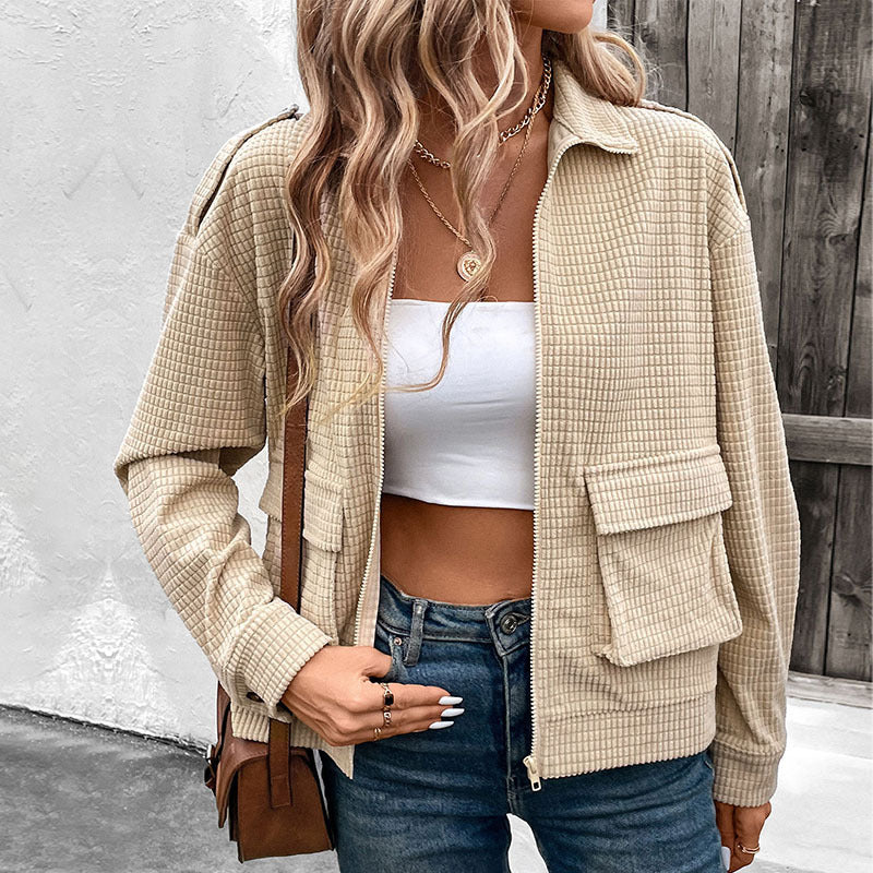 Manteau en velours côtelé zippé