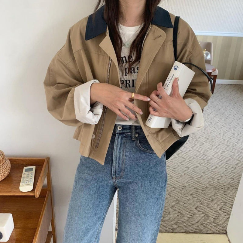 Veste courte décontractée bicolore