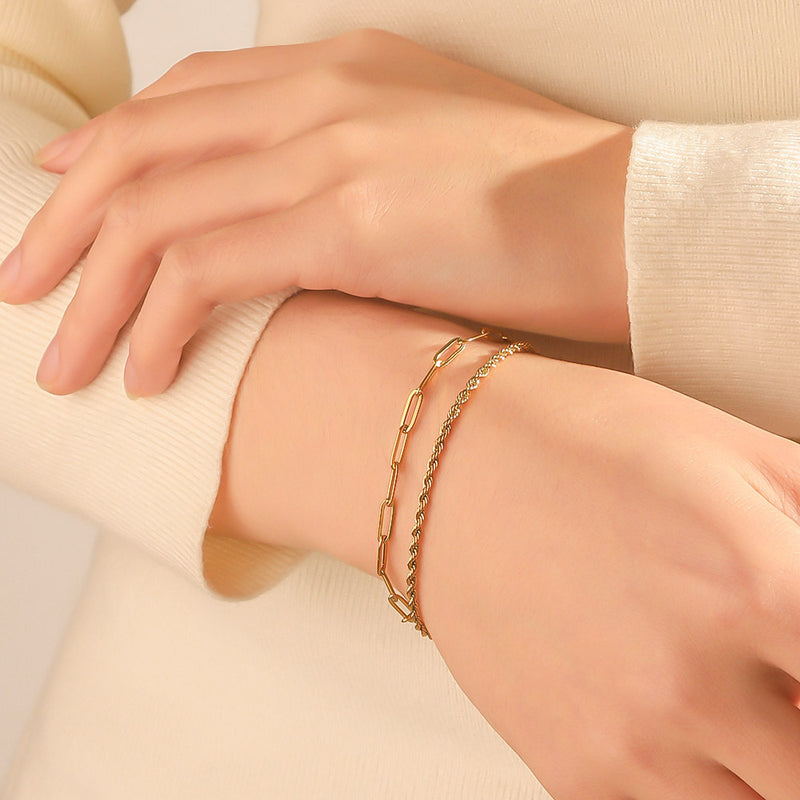 Bracelet torsadé femme en acier titane