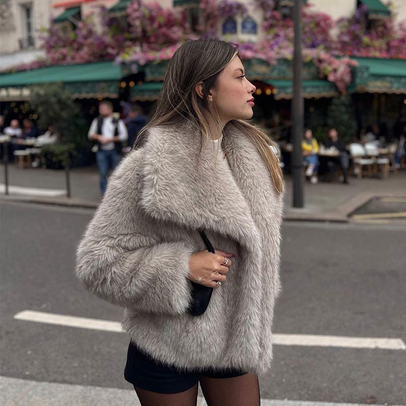 Manteau en Peluche d'Hiver Chic