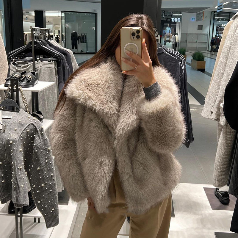 Manteau en Peluche d'Hiver Chic